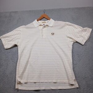 Ben Hogan Polo Shirt Mens XL White Yellow Stripe Performance Golf Short‎ Sleeve